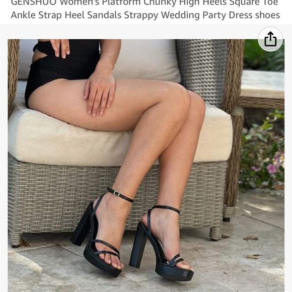 GENSHUO Women's Platform Chunky High Heels - Picture 4 of 4